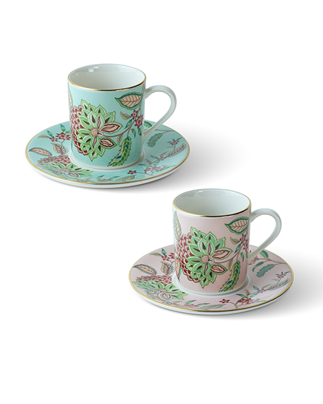 Flora Couple Porselen Kahve Fincanı (2'li Set)