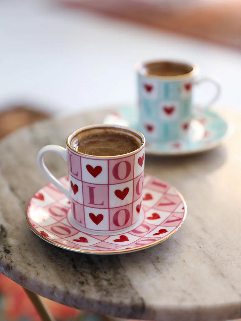 Amour Couple Porselen Kahve Fincanı (2'li Set)