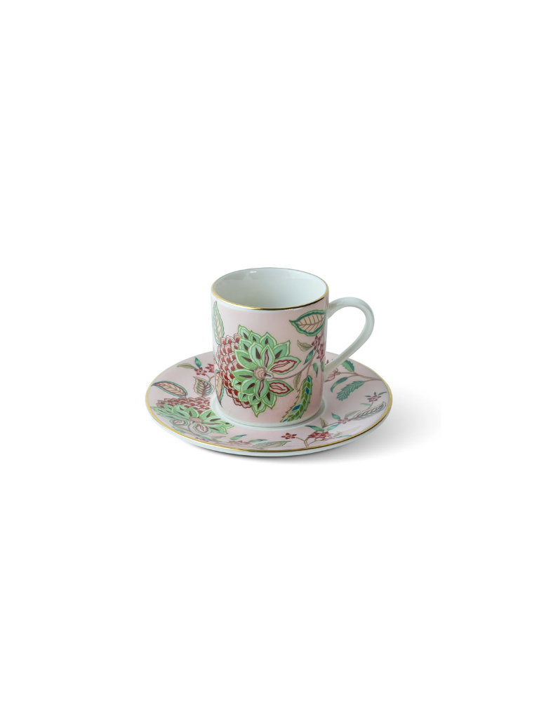 Flora Pembe Porselen Kahve Fincanı (2'li Set)