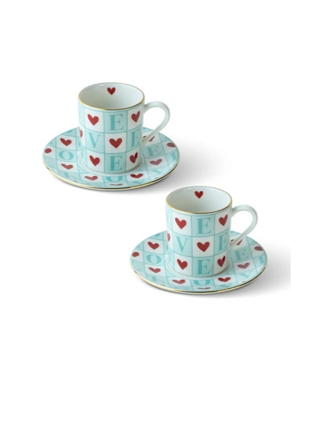 Amour Yeşil Porselen Kahve Fincanı (2'li Set)