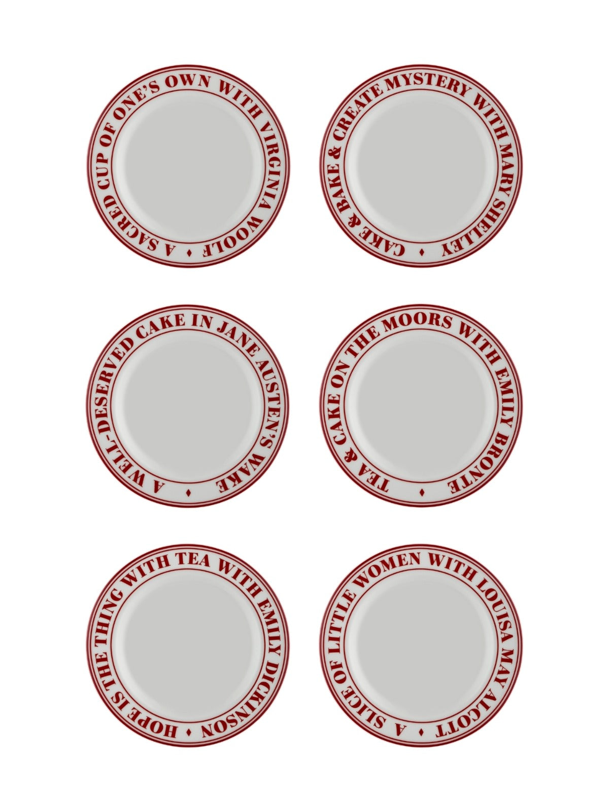 Heritage Koleksiyon 6'lı Kırmızı Porselen Pasta Tabak Seti