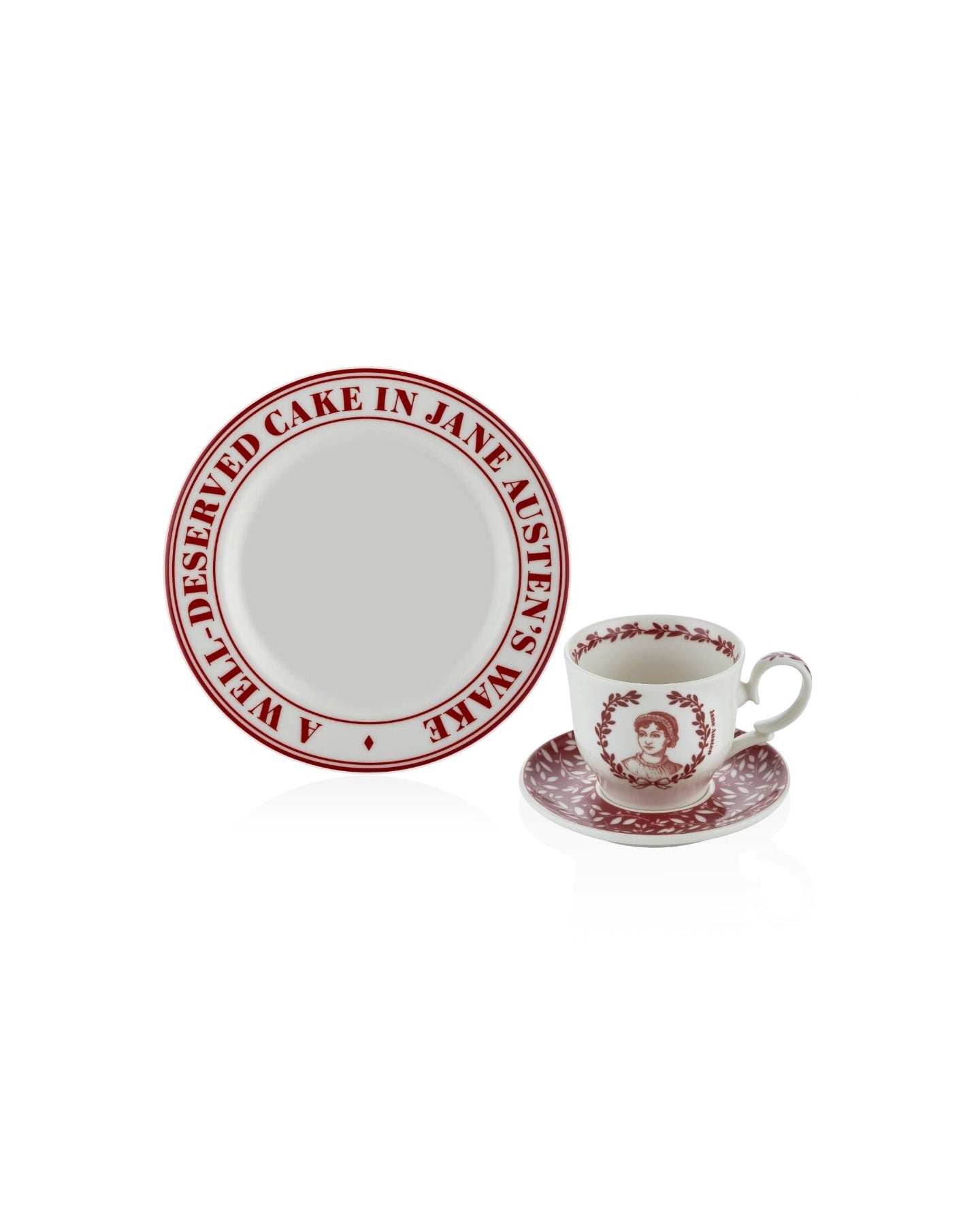 Jane Austen Kırmızı Porselen Çay Seti