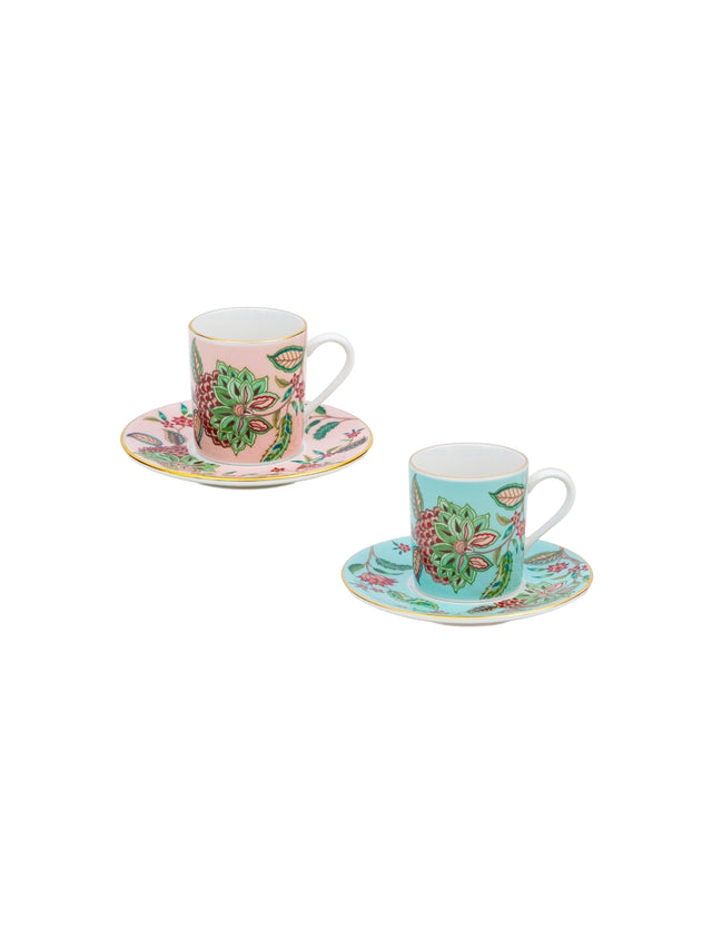Flora Couple Porselen Kahve Fincanı (2'li Set)