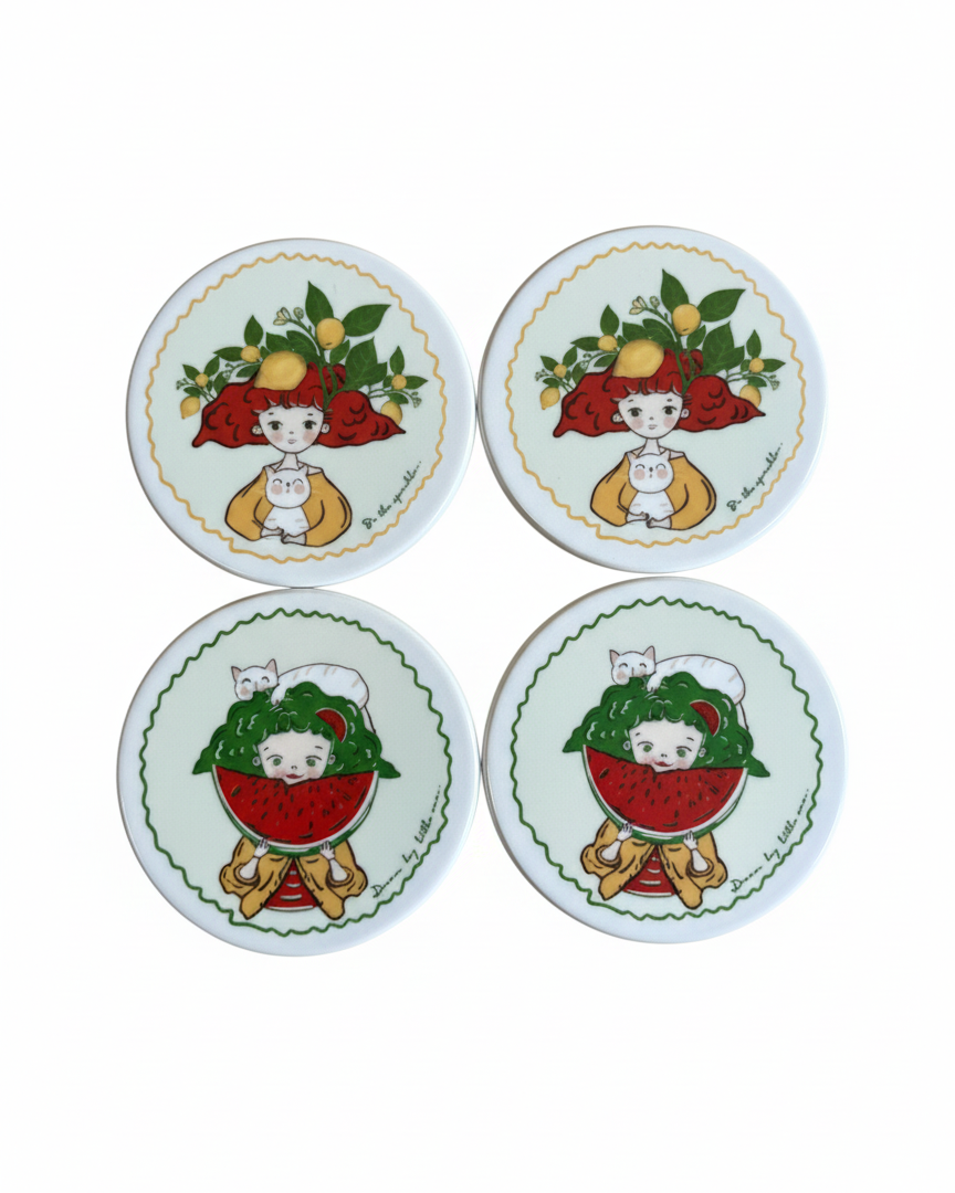 Luna's World Koleksiyonu 4'lü Seramik Bardak Altlığı