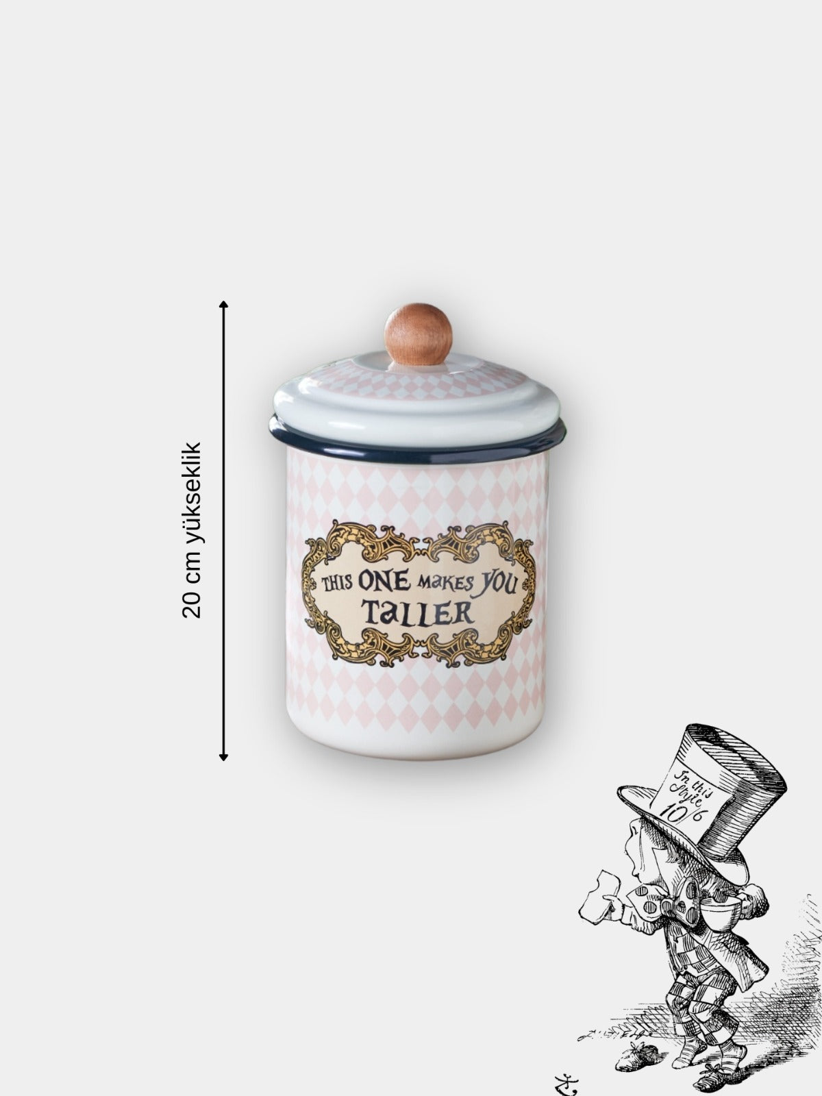 Alice Harikalar Diyarında Emaye Büyük Boy Kavanoz