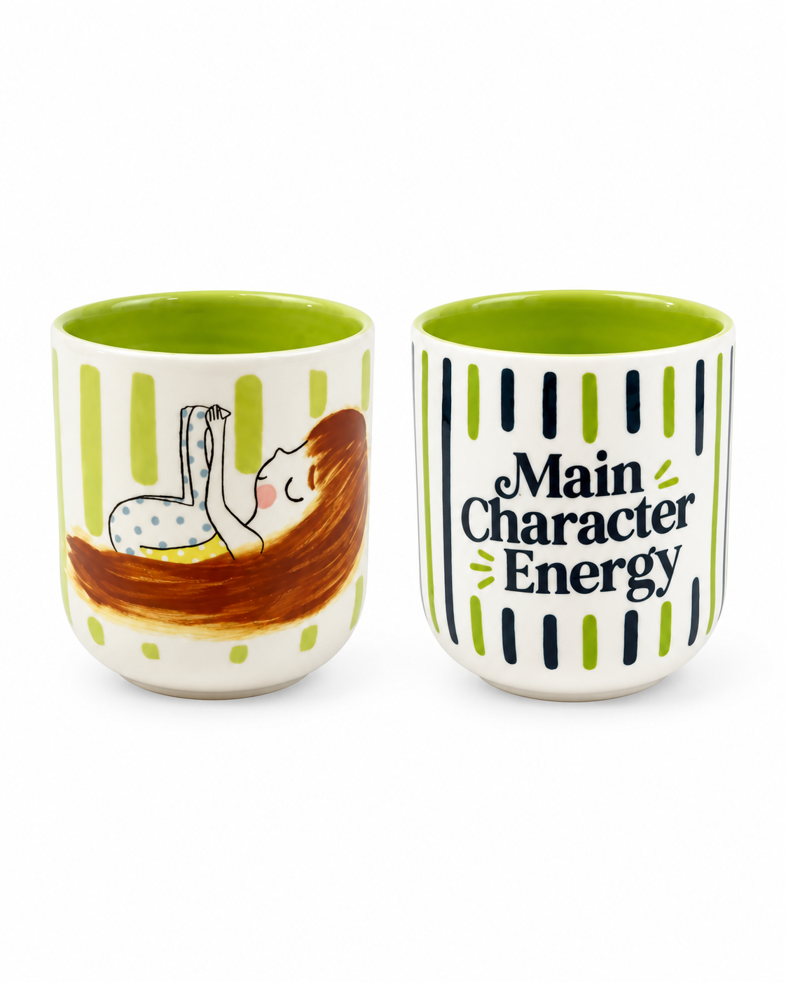 Bloom & Main Character Energy 2'li Kulpsuz Seramik Fincan Bundle