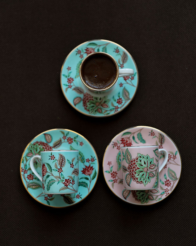 Flora Couple Porselen Kahve Fincanı (2'li Set)