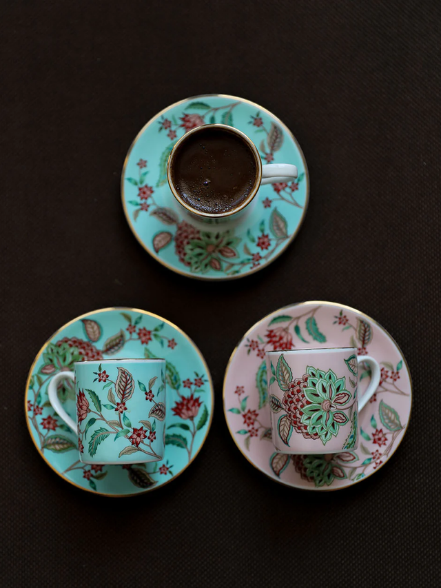 Flora Couple Porselen Kahve Fincanı (2'li Set)