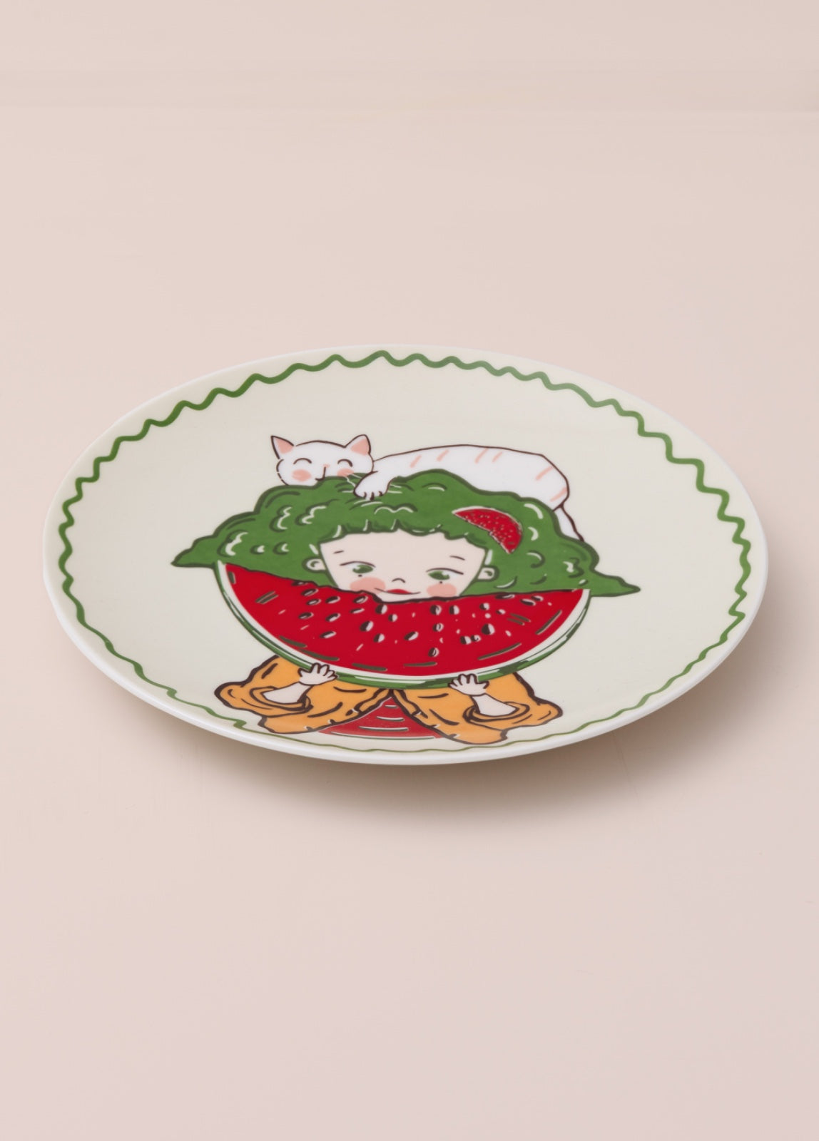 Karpuzlu Luna Porselen Pasta Tabağı