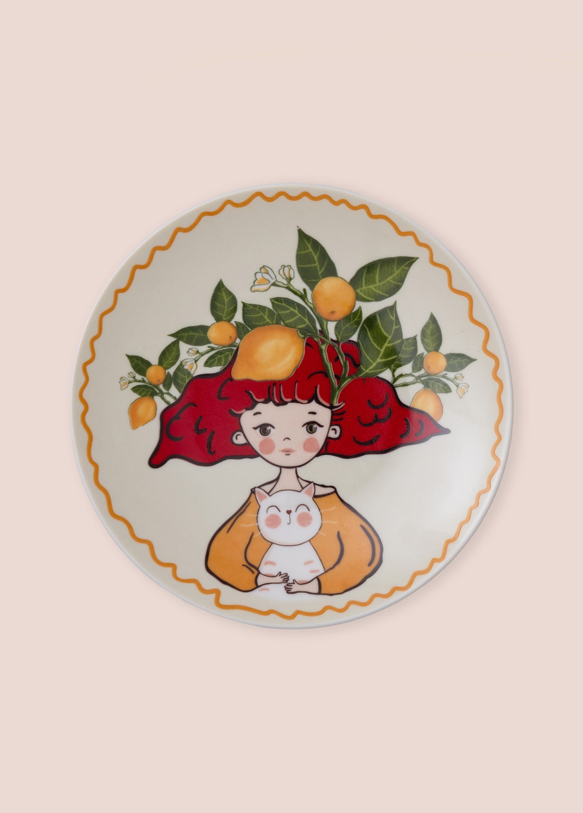 Limonlu Luna Porselen Pasta Tabağı