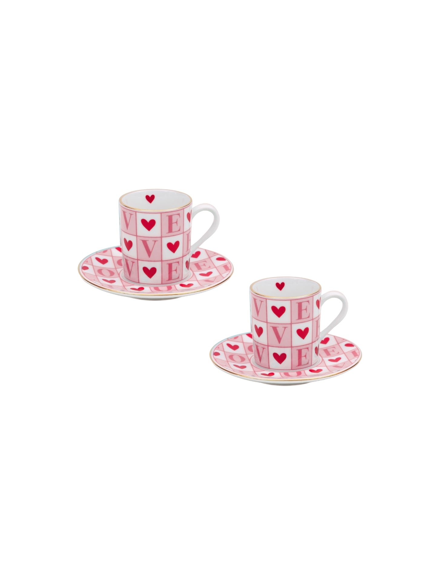 Amour Porselen Pembe Kahve Fincanı (2'li Set)