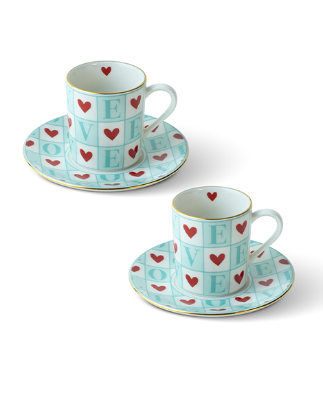 Amour Yeşil Porselen Kahve Fincanı (2'li Set)