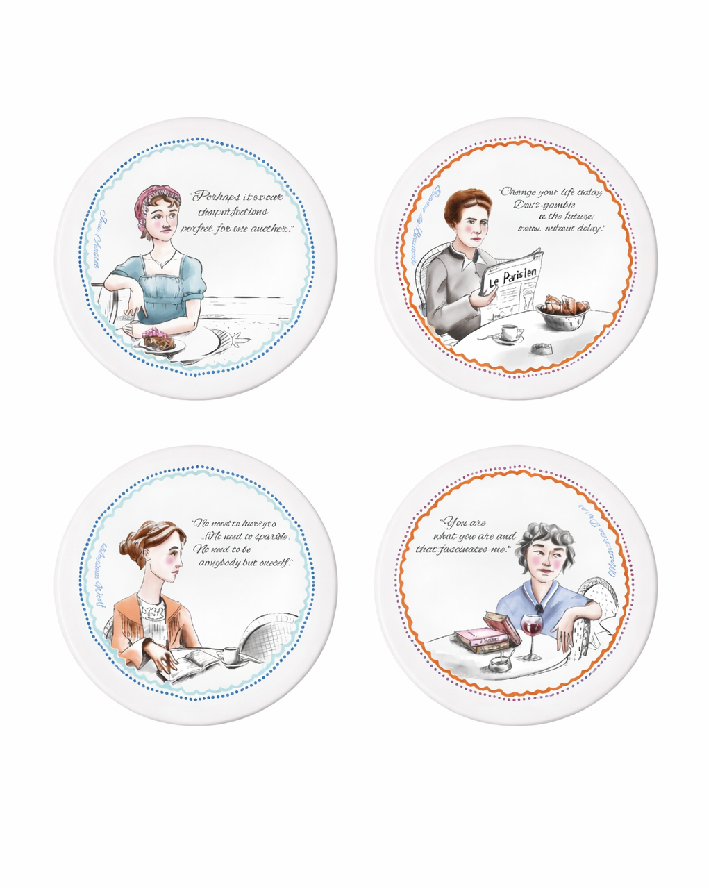 İlham Veren Kadınlar Koleksiyonu Seramik 4'lü Bardak Altlığı