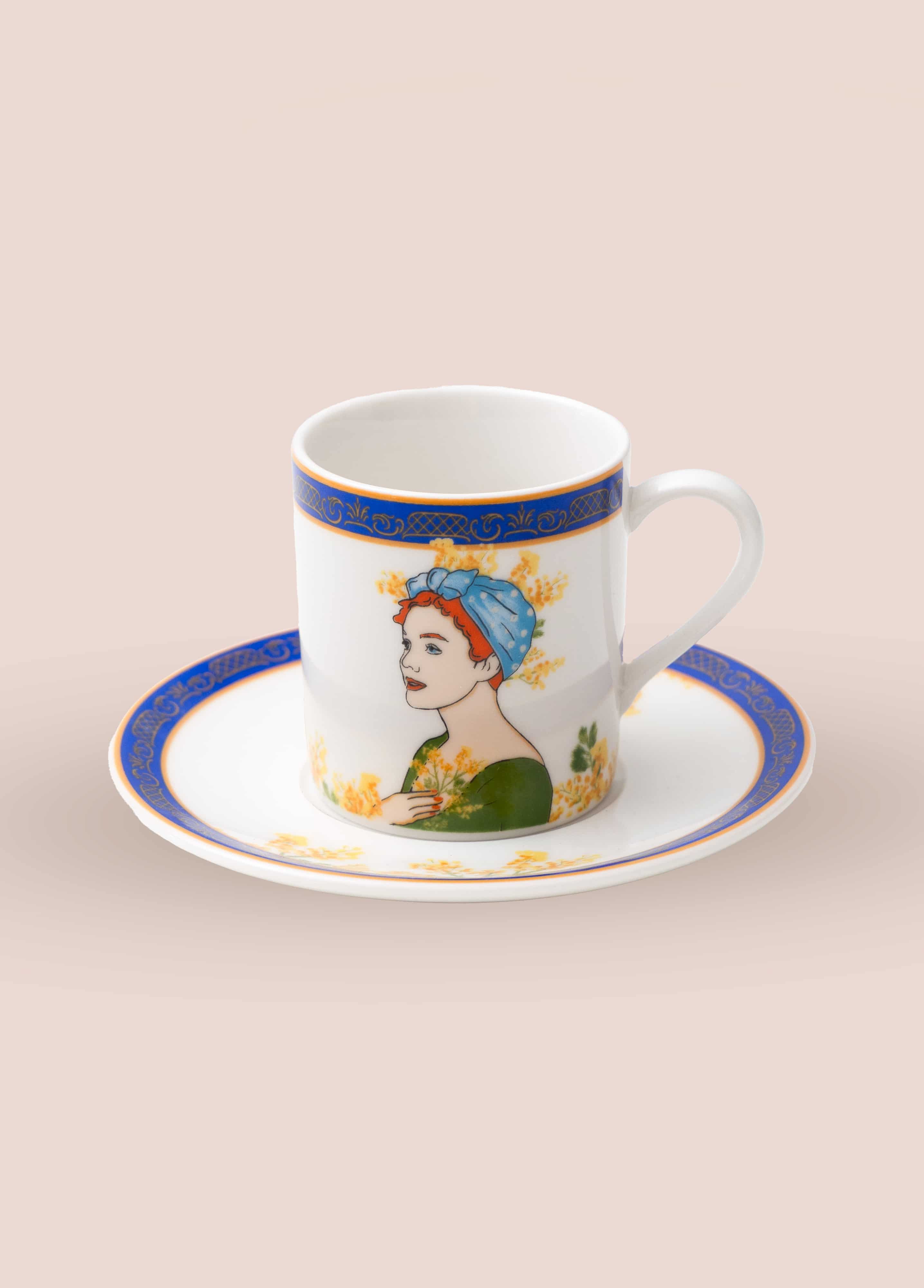 Maison Mimosa 2'li Porselen Kahve Fincan Seti & Kutulu