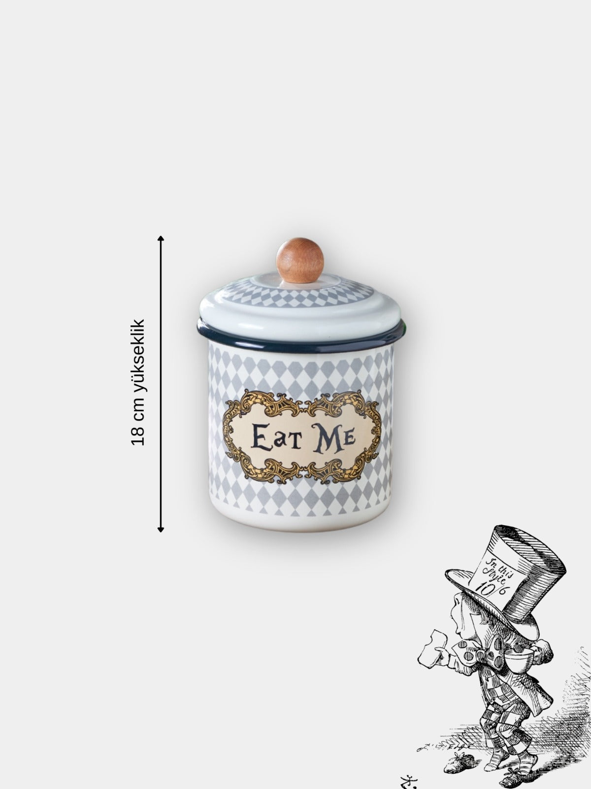 Alice Harikalar Diyarında Emaye Orta Boy Kavanoz