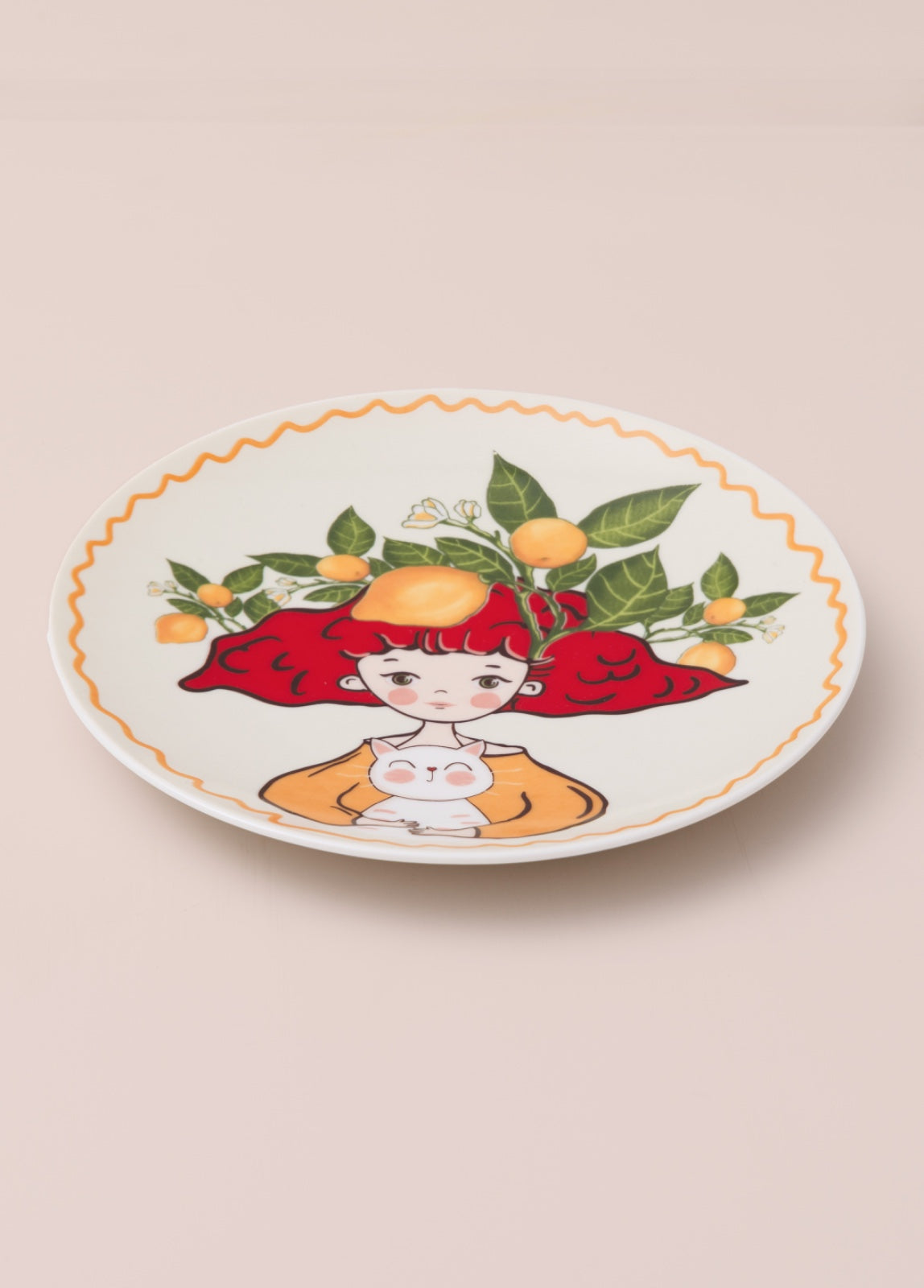 Limonlu Luna Porselen Pasta Tabağı